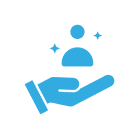 Hand holding person icon