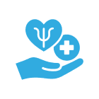 Hand holding heart and medical symbol