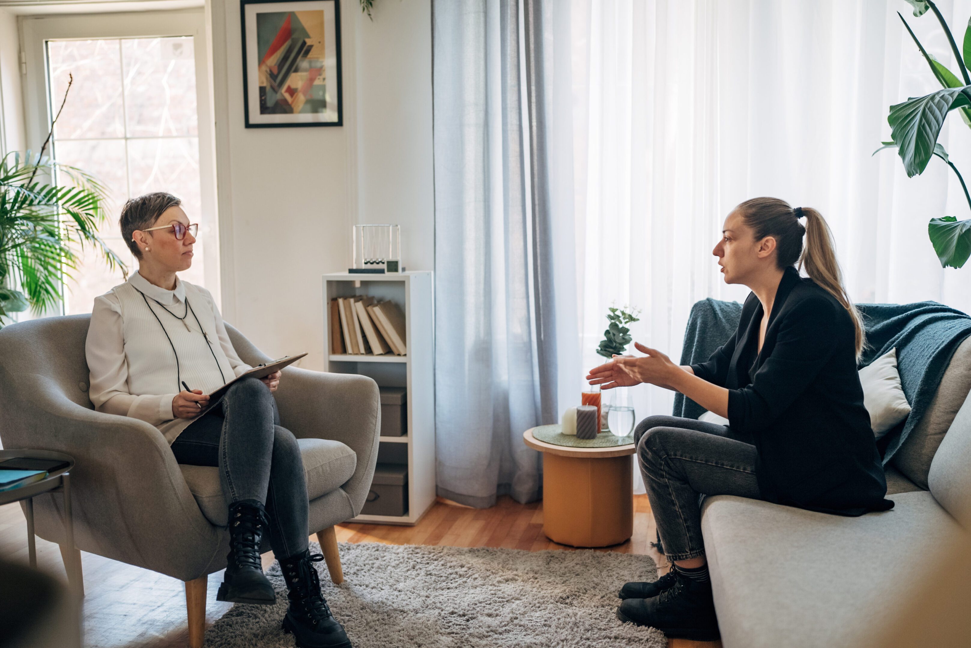 Woman talking to therapist